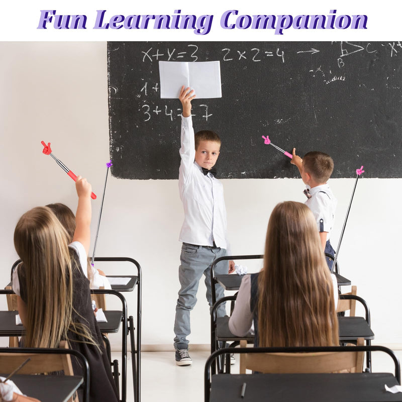 5 Pcs Pointer Stick for Classroom, Retractable Teachers Pointer for Classroom Kids Reading, Finger Pointer Stick Elementary School Kindergarten Teacher Classroom Supplies(Color B) Color B