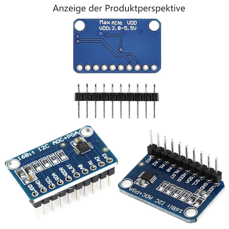 3 x ADS GERUI-1115 (16 Bit) analogue-digital converter ADC development board module, low power consumption (20uA), can be used on current detection and portable low-speed instruments