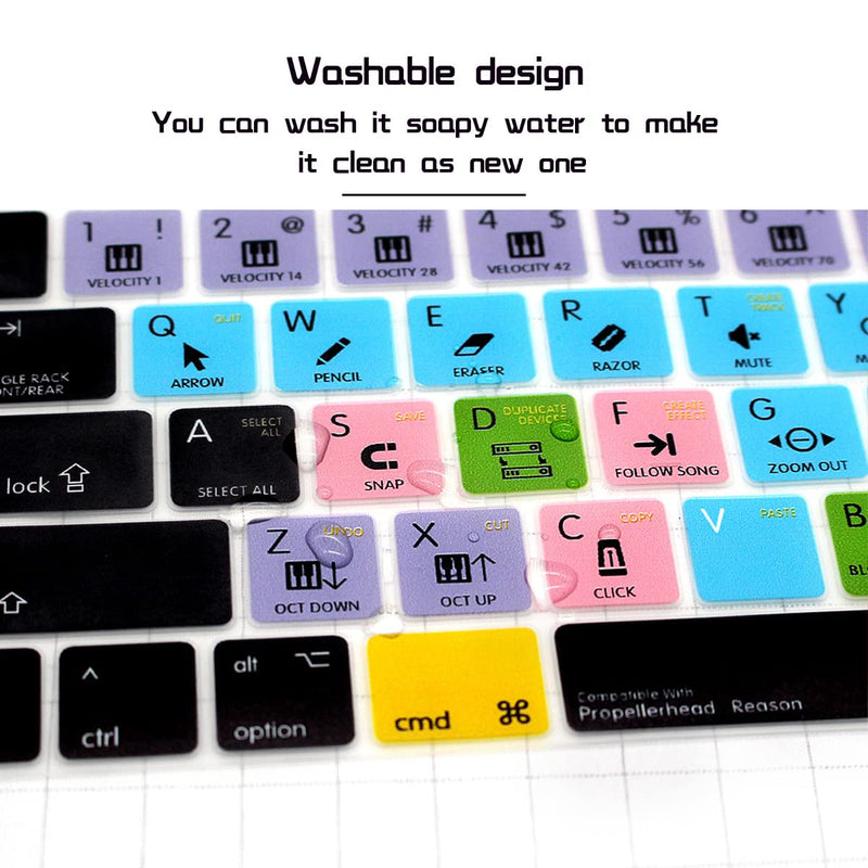 HRH Propellerhead Reason Shortcuts Hotkey Silicone Keyboard Cover Skin for MacBook New Pro with Touch Bar 13 Inch and 15 Inch(A2159/A1989/A1706,A1990/A1707) 2019 2018 2016 2017 Release US Version