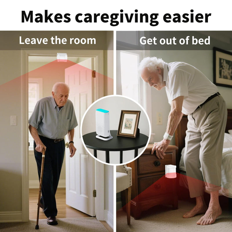 [AUSTRALIA] - Bed Sensor Alarm and Fall Prevention for Elderly, Motion Sensor Alert System with 58 Melody/LED/Vibration Mode, for Patients Seniors Elderly Monitoring at Home 2 Motion Sensors + 1 Receiver 