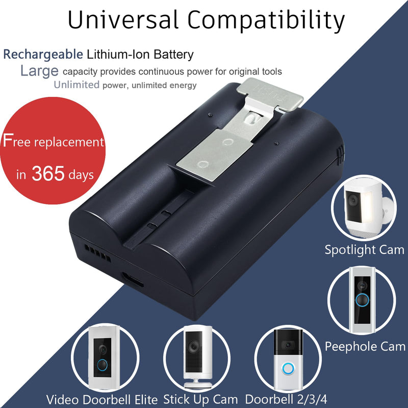 [AUSTRALIA] - 2-Pack Rechageable Lithium Ion V4 Battery 6040mAh Replacement for Ring-Doorbell Camera 2/3/4, Video Doorbell Elite, Peephole Cam, Stick Up Cam, Spotlight Cam, with Charger Station, 3.65v 