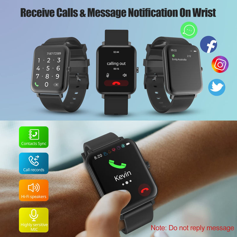 Smart Watch for iPhone Compatible - 2023 Smart Watch Answer Make Call for Android Phones for Women Men, Heart Rate Blood Oxygen SpO2 Sleep Fitness Watch Tracker Compatible Android iOS Phones black