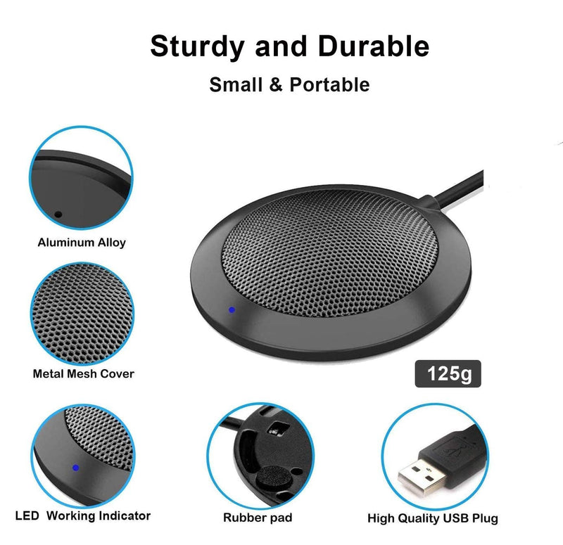 Conference USB Microphone, Computer Desktop Mic with LED Indicator, TKGOU Plug & Play Omnidirectional Condenser PC Laptop Mics for Online Meeting/Class,Skype,Recording,Chatting,Zoom,(Windows/Mac OS X) DM2