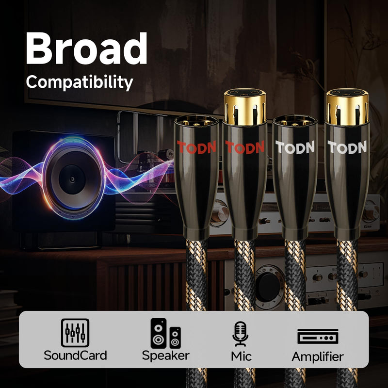 TODN A Pair Balanced XLR Cable for Audiophile, Professional XLR Mic Stereo Audio Cable with O-C-C Core, Dual Shielded for Live Sound/Studio (3ft/1m, 1 Pair) 3.3 ft A Pair - Pro