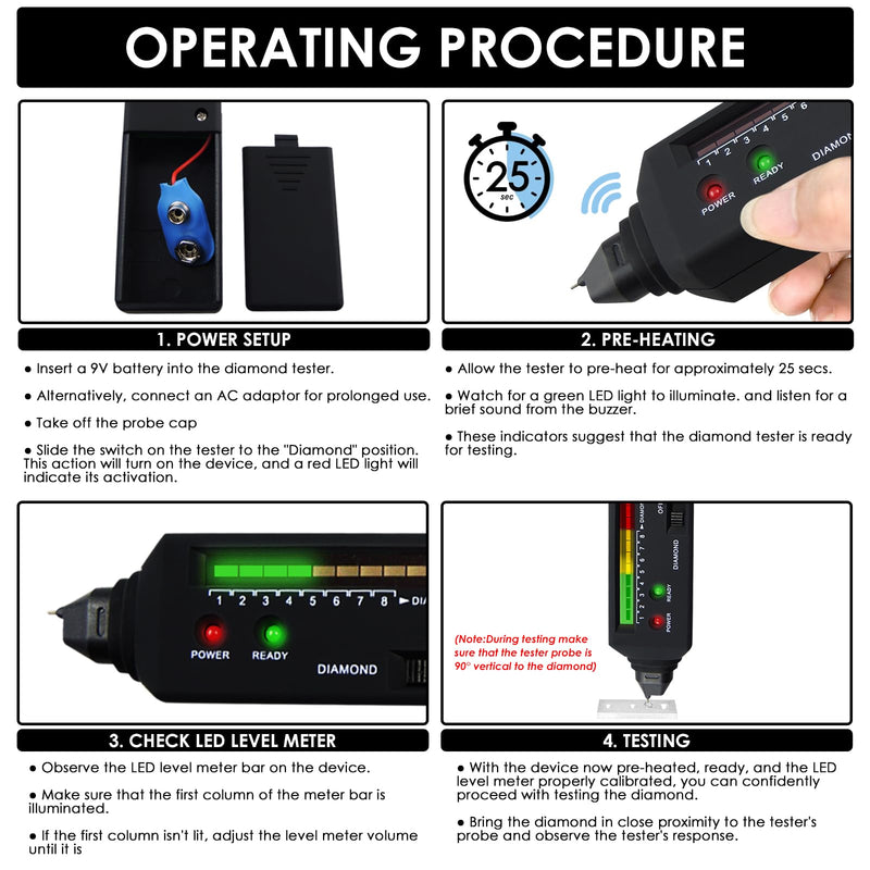 [AUSTRALIA] - Diamond Tester Pen, Diamond Tester with Ultraviolet (UV) Light, High Accuracy, Jewellery, Diamond Tester, Professional Diamond Tester Pen for Jewellery with High Accuracy Gemstone Identifier 