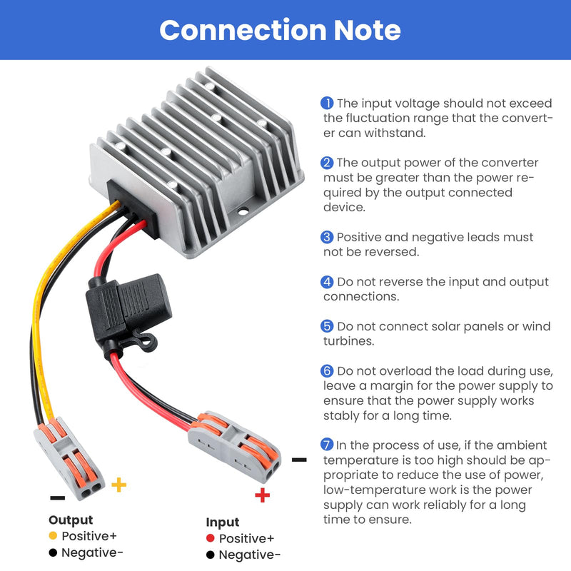 DC 9V-32V to 12V10A Voltage Converter, 24V Step Down to 12V 120W Buck With Safety Fuse and Clamps, Voltage Regulator, Power Supply Adapter, Truck Step-Down Volt Gray-DC 9-32V to 12V 10A