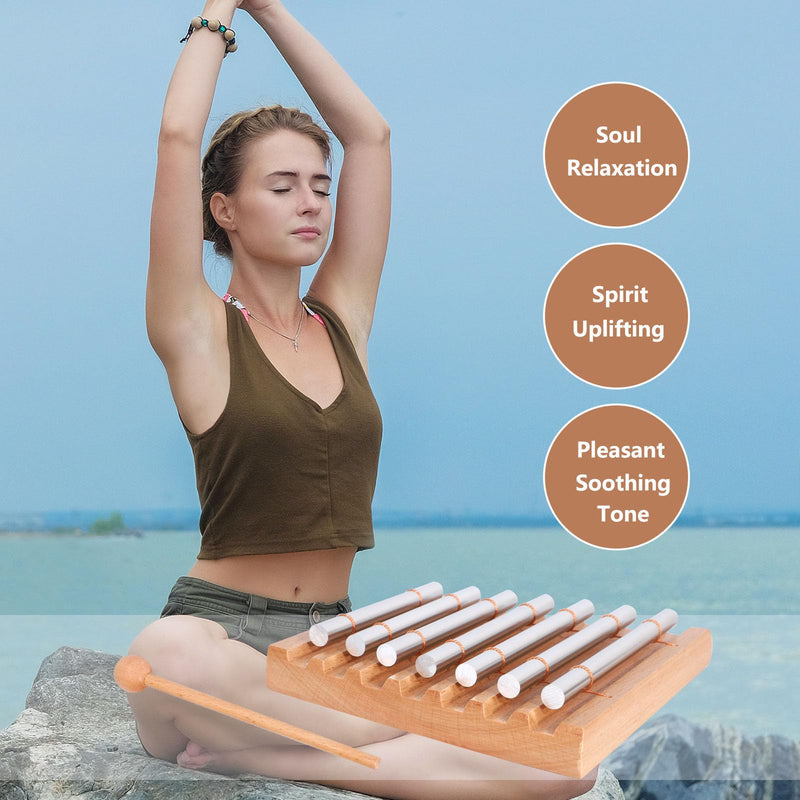 LIEKE 7 Tone Hand Chime Instrument Meditation Chime Mindfulness Bell with Nice Loud Tone For Yoga Meditation Sound Healing Teachers' Classroom Management Tool 7 Tone Chime