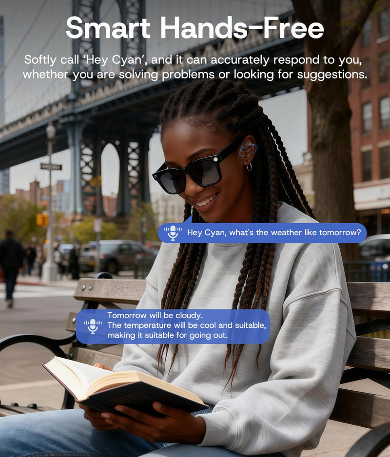 AI Smart Glasses, Bluetooth Glasses for Men, Women,8MP Camera, Real-time ChatGPT, AI Photo Recognition and Translation,Photochromic Transition Lenses, WiFi Transfer, for Life, Work and Travel