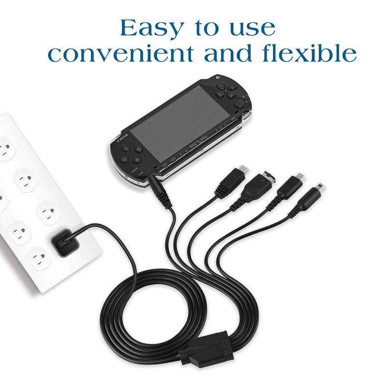Xahpower 5 in 1 USB Charger Cable for Nintendo DS Lite/Wii U/New 3DS XL,3DS XL,2DS,Dsi XL,NDS/GBA SP(Gameboy Advance sp),PSP 1000 2000 3000