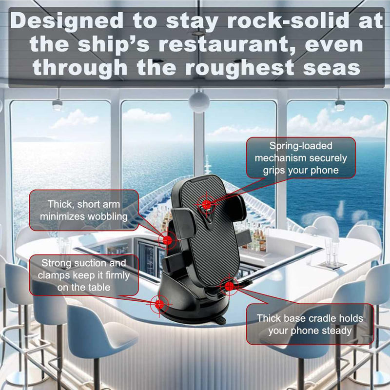 Boat Phone Mount, Suction Cup Boat Cell Phone Holder Marine Heavy Duty | Dash Universal Desk Waterproof Boating Phone Holder for Kayak Sailing Marine Marina for iOS Android Smartphone (2PCS) Suction-2PCS
