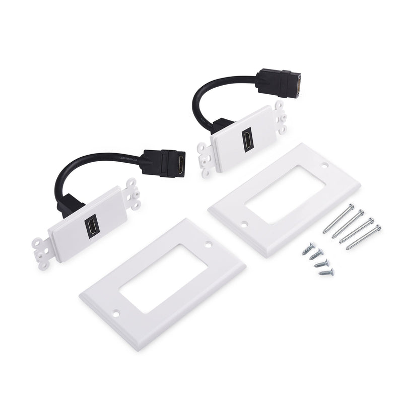 Cable Matters 2-Pack 1-Port HDMI Wall Plate in White (4K UHD, ARC, and Ethernet Pass-Thru Support)