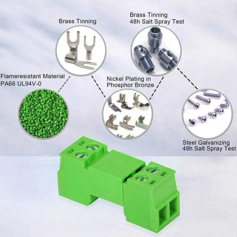 GINTOOYUN 5 Sets 3.81 mm Phoenix Plug 2 Pin, 300 V 15EDGRK 2-Pole 3.81 mm Earth Circuit Terminals, 3.81 mm Pitch 2P PCB Screw Terminals (Style 1) Style 1
