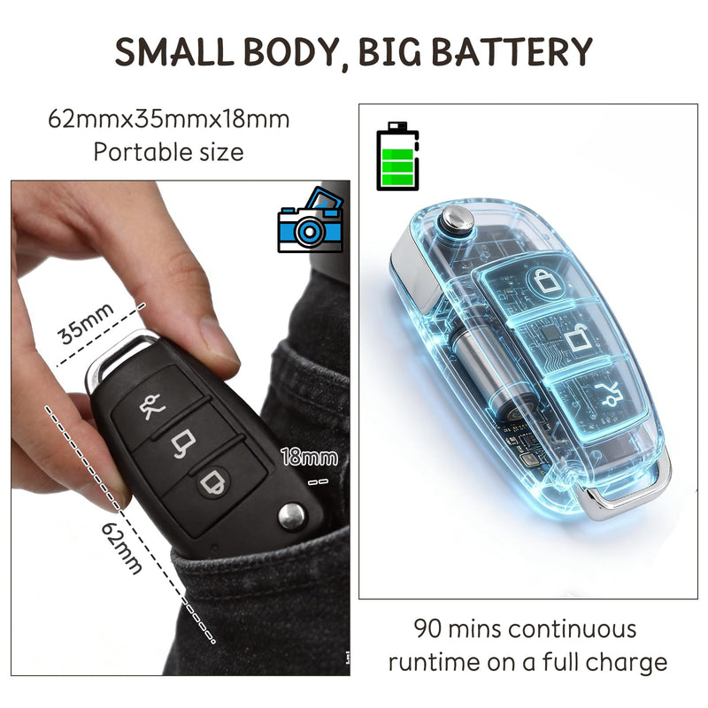 Hidden Camera Body Camera with 32GB SD Card - No WiFi Needed 1080P FHD Portable Spy Nanny Body Cam - Car Key Cameras - No Audio