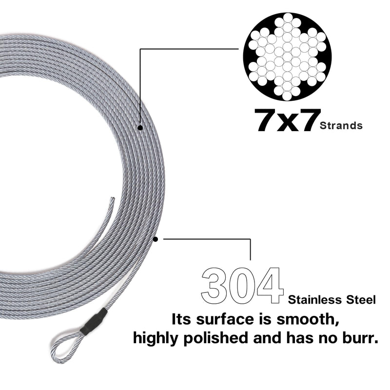 1/8" Stage Light Cables 20 Pack, 2ft Safety Cables with Carabiner Lock for DJ Light Equipments, Stainless Steel Wire Ropes, 120lb Load Capacity 1/8" dia 20pcs