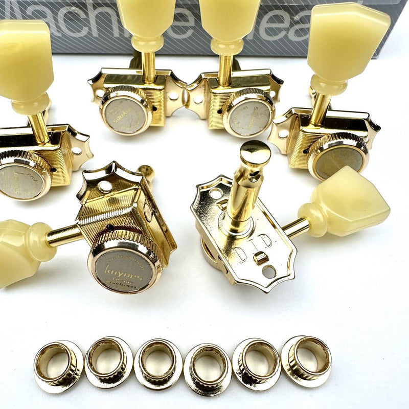 [AUSTRALIA] - Kaynes 3x3 Guitar Lock String Tuning Pegs – Gold Vintage Deluxe Style Locking Tuners Keys Machine Heads Tuners for Les Paul LP SG Style Electric or Acoustic Guitar (Golden) Golden 
