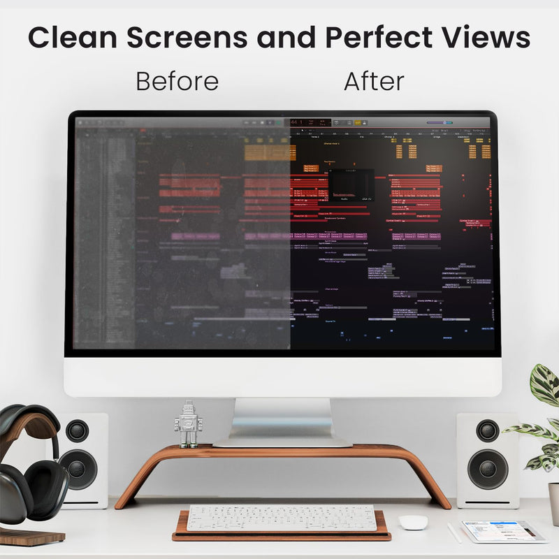 [AUSTRALIA] - Screen Cleaner Spray and Wipe by EVEO - Computer Screen Cleaner, Laptop Screen Cleaner, Car Screen Cleaner MacBook & iPad Screen Cleaner, iPhone Cleaner, 2in1 Touchscreen Mist Cleaner - (0.3 oz) Grey 