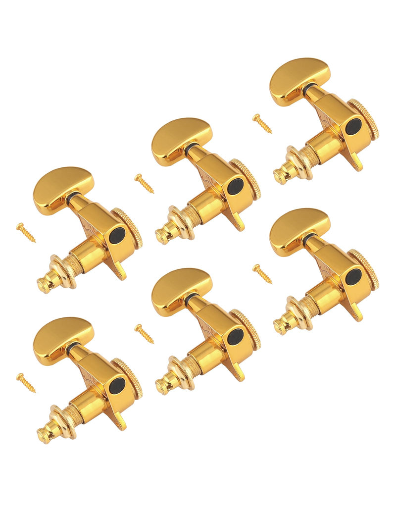[AUSTRALIA] - Rubatone Locking Guitar String Tuning Pegs Sealed Machine Heads Tuners Tuning Keys 6 In Line for Right Handed Electric Guitar or Acoustic Guitar Half Round Head Gold. 