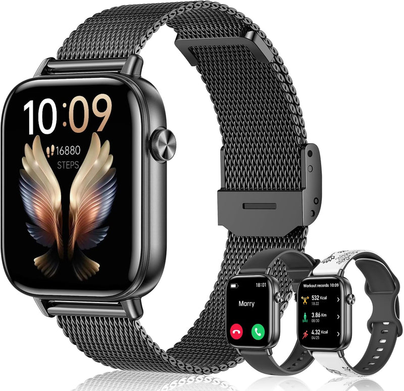 x2 Smart Watch, 1.83" HD with Calls and Messages/Heart Rate/Sleep/Female Cycle,Fitness Tracker Smartwatch for Android/iOS Compatible,Silver & Black