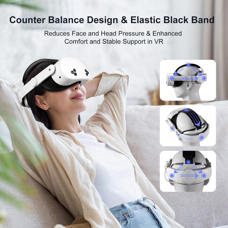 Hurra Head Strap with Battery Compatible with Meta/Oculus Quest 3/ 3S | 10000mAh Fast Charging Detachable Battery Pack Extend 5-7H Playtime, Adjustable Elite Strap Enhanced Support & Balance in VR