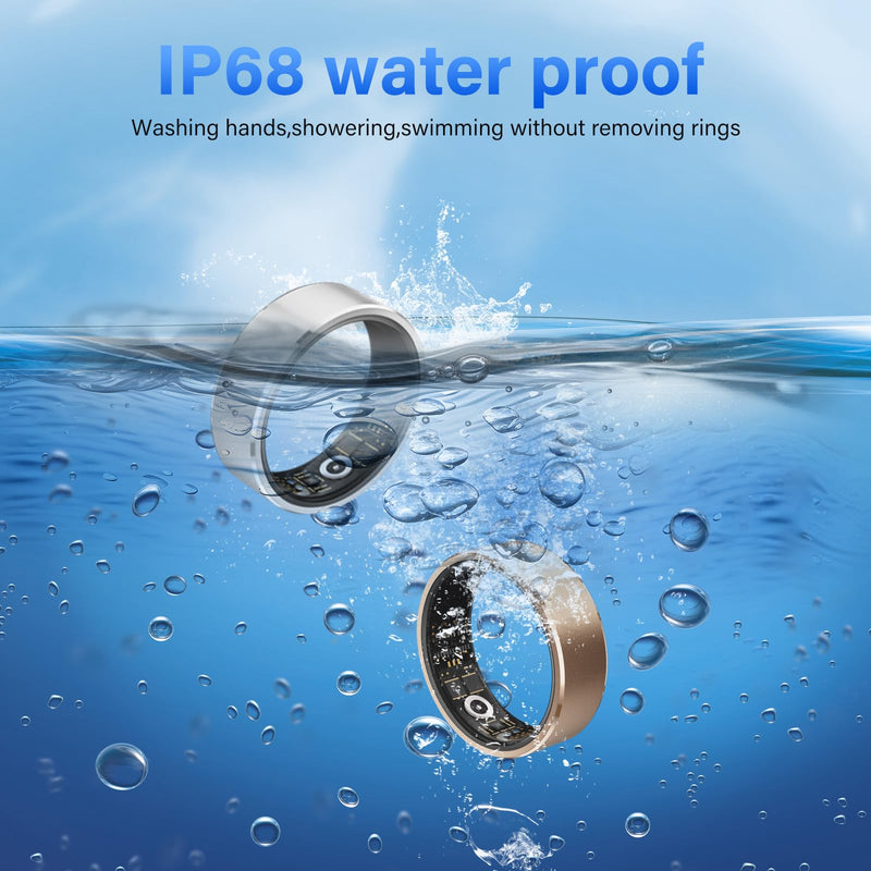 Smart Ring Fitness Tracker Ring for Men and Women - Health Heart Rate Ring with Activity Tracker, Sleep Monitor and Oximeter, No Subscription Fee, Remote Photography, IP68 Waterproof (Silver, 12#)
