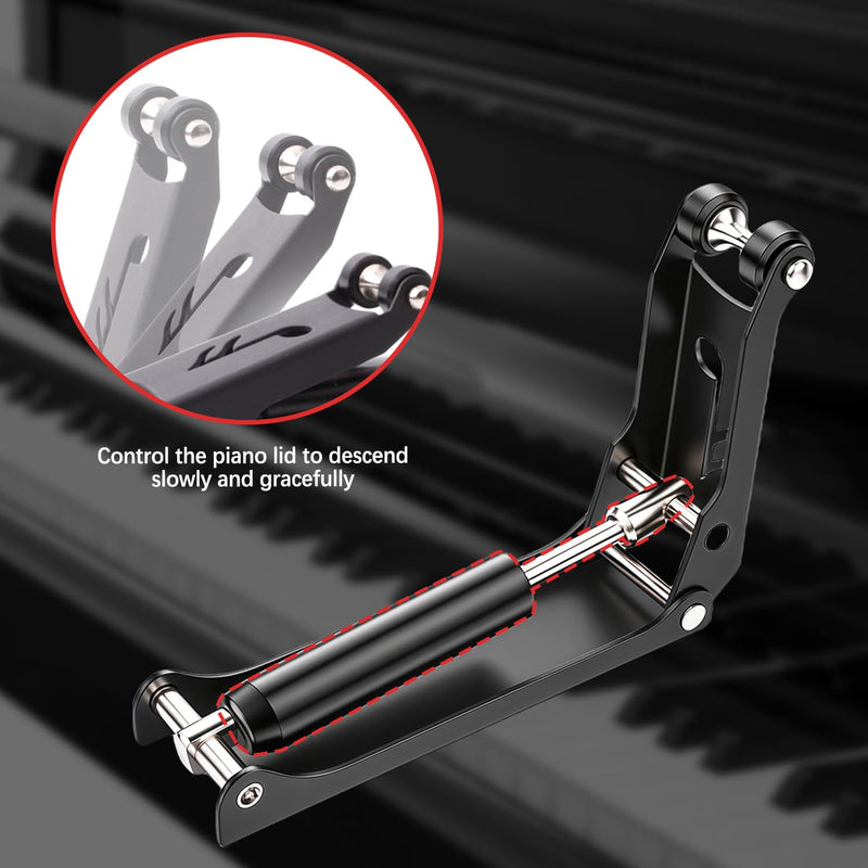 1pcs Piano Slow Close Device – Hydraulic Fallboard Decelerator for Upright Pianos Key Cover Soft Close Lid Protector with Dual Silent Wheels, Anti-Pinch, Durable Aluminum Alloy