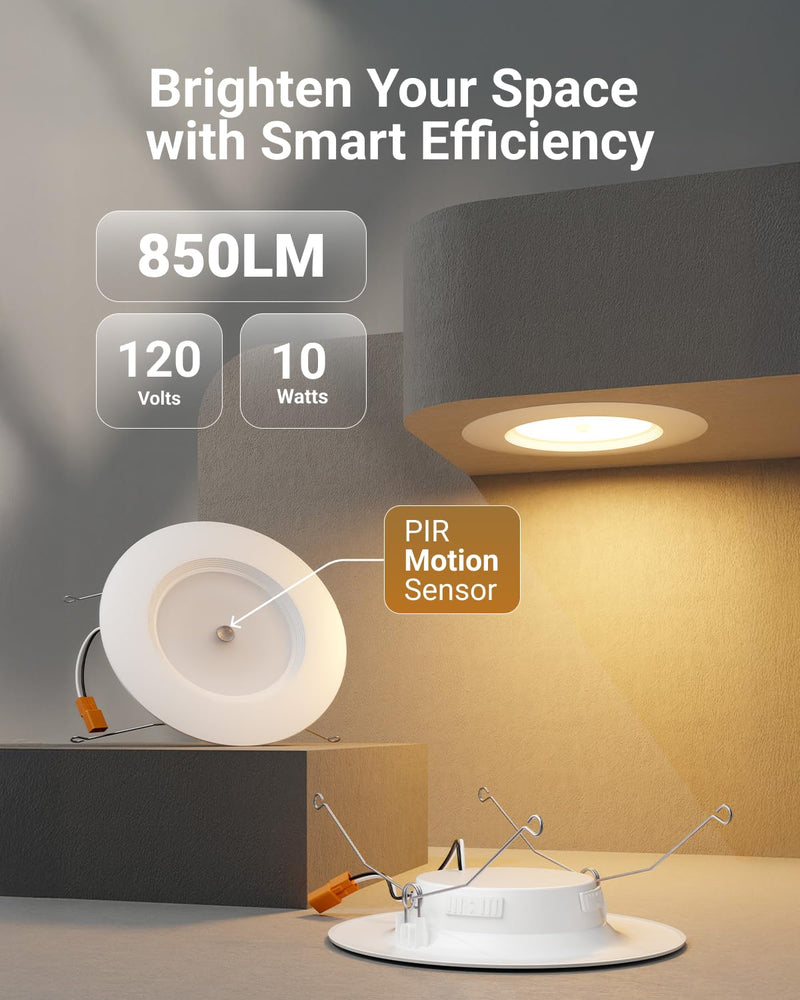 [AUSTRALIA] - Sunco 6 Inch LED Can Lights Retrofit Recessed Lighting, Motion Sensor Ceiling Light, 850 LM, Selectable CCT 2700K/3000K/4000K/5000K/6000K, 10W, ETL 2 Pack 5 CCT in One (2700K, 3000K, 4000K, 5000K, 6000K) 2-Pack 