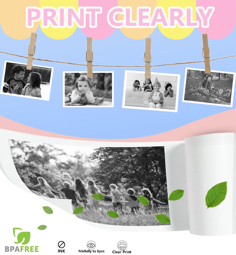 [AUSTRALIA] - 6 Roll Printer Paper for Kids Instant Print Camera, HD Printing Thermal Print Paper Set, Refill Replace Camera Printer Paper-White 