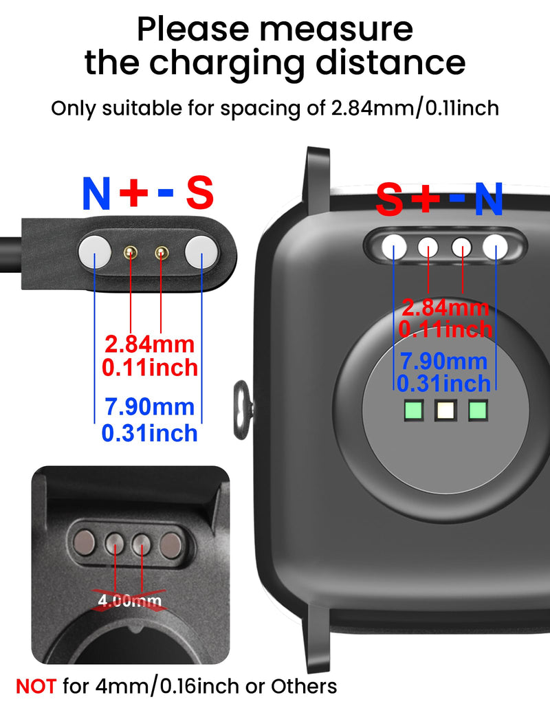 Smart Watch Charger for Skg Letsfit Cubitt Yamay Willful Fitpolo Tozo Wyze Umidigi Blackview 3.3Ft USB Magnetic Charging Cable Cord for Umidigi Uwatch 3S 3 2 2S Urun Smartwatch