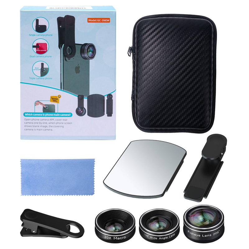 [AUSTRALIA] - Phone Camera Lens, 198 Fisheye Lens + 120 Super Wide-Angle Lens + 20x Macro Lenses Camera Photography Accessories kit Gadgets for iPhone Samsung Android Smartphone 