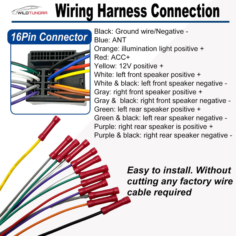 Car Stereo Wiring Harness with Antenna Adapter for BMW 2002-2011 Volkswagen 2003-2015 Audi 2002-2010 Aftermarket Radio CD Player Installation Wire Cable Kit Compatible with Mercedes-Benz 2007-2015