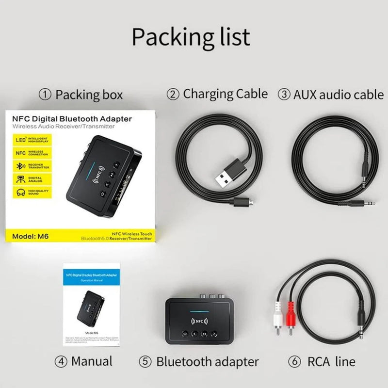 [AUSTRALIA] - Bluetooth 5.0 Adapter, Bluetooth Transmitter and Receiver for Home Stereo Hi-Fi Audio with 3.5mm, RCA, Coaxial, Optical, NFC, Aptx-LL - for Home, Car, AV Receiver or Amplifier (M6) 