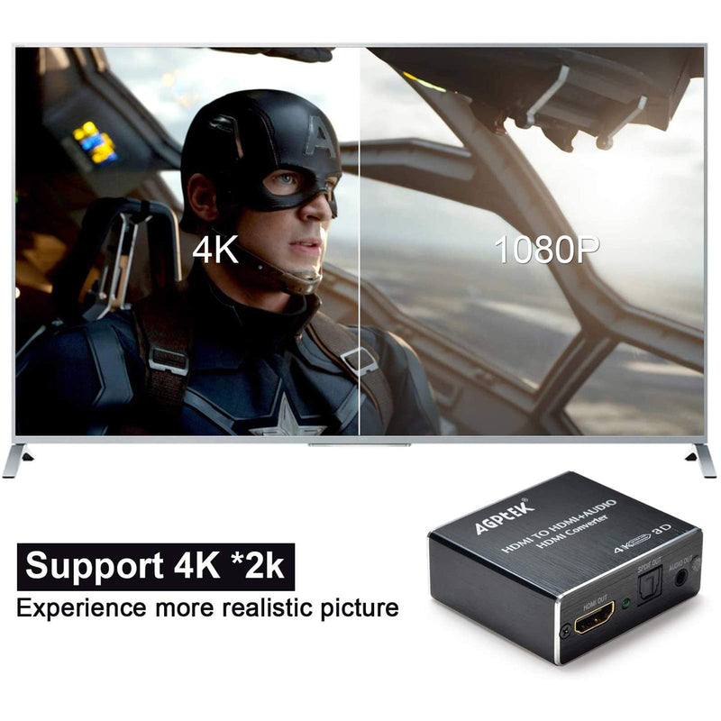 [AUSTRALIA] - 4K x 2K HDMI Audio Extractor Splitter, HDMI Audio Converter Adapter Support Ultra HD 4K Toslink Optical Audio Output and 3.5mm with Optical Fiber Cable 