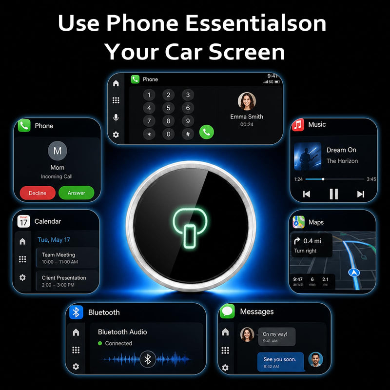 Wireless CarPlay Adapter for iPhone & Android Device | Fast Auto-Connect, Stable Connection, Mini Size Plug，Apple iPhone & Android, 2-in-1 Adapter, Convert Wired to Wireless Dongle