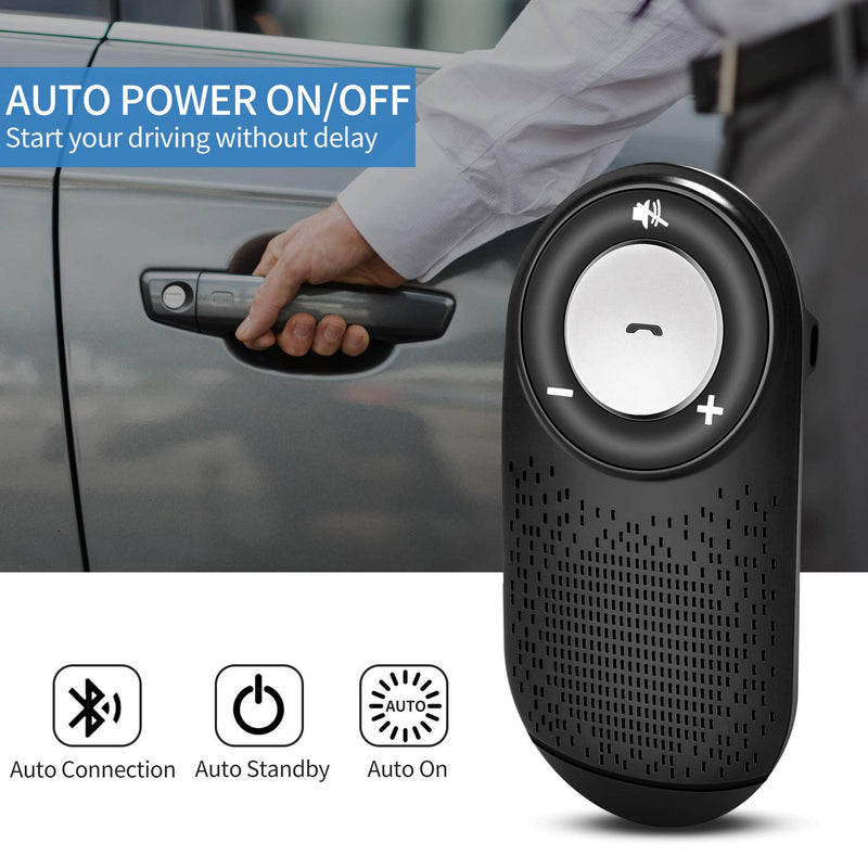 Bluetooth Cell Phone Car Speakerphones TIANSHILI Wireless HandsFree Talking Visor Clip Car Kit Auto On Off,Dual Link Connectivity with Siri Google Assistant