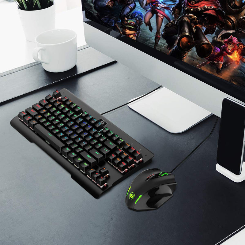Redragon M908 Impact RGB LED MMO Mouse with Side Buttons Optical Wired Gaming Mouse with 12,400DPI, High Precision, 20 Programmable Mouse Buttons Black Wired