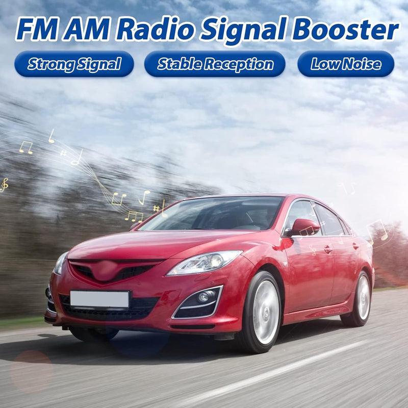 Antenna Amplifier, Signal Booster Universal 12V Car FM AM Radio Antenna Signal Reception Amplifier Booster High Gain Low Noise HD 25dB