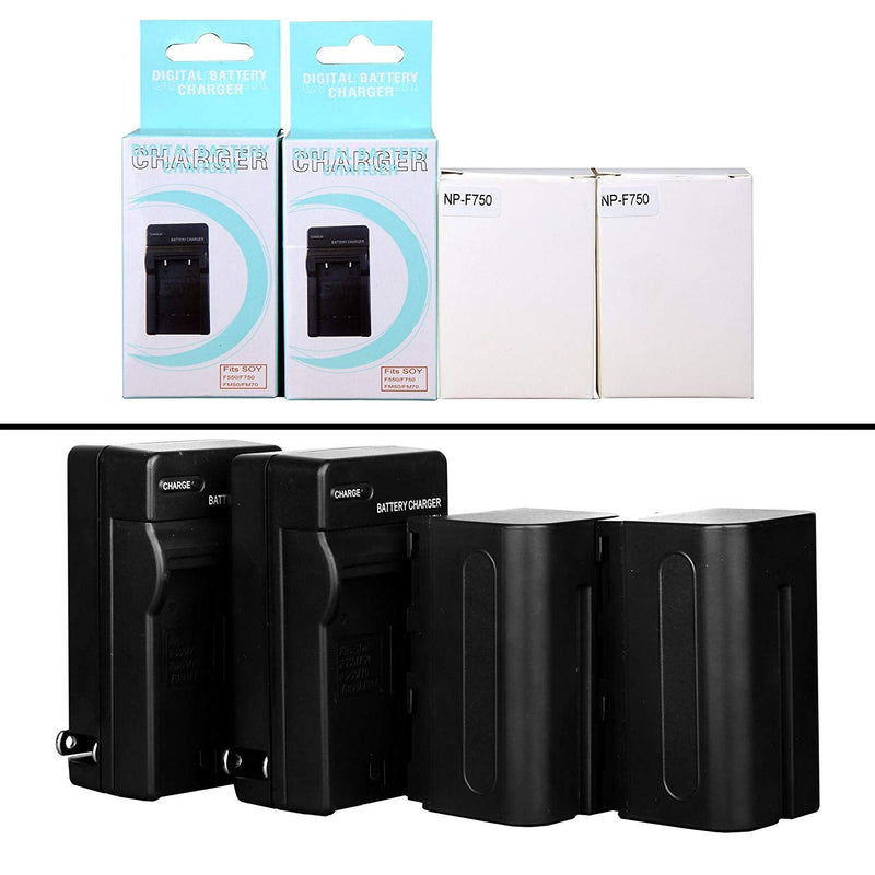 [AUSTRALIA] - GVM 2 Pack NP-F750 Replacement Batteries and Chargers for NP-F975, NP-F960, NP-F950, NP-F930, NP-F770, NP-F750, NP-F550, DCR, DSR, HDR, FDR, HVR, HVL and LED Light 