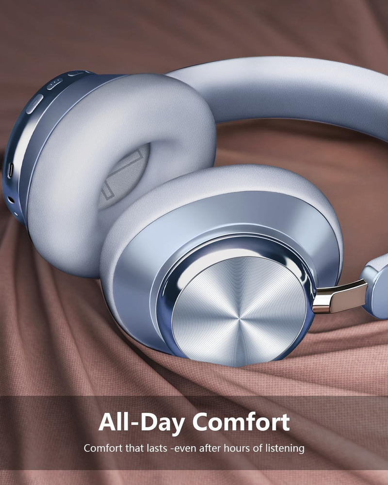 Wentronic Y03 Bluetooth Headphones Wireless Active Noise Cancelling Over Ear Headphones 48 Hours Playtime High Sound Quality 6 EQ Music Mode Headphones with Soft Ear Cushion - Blue