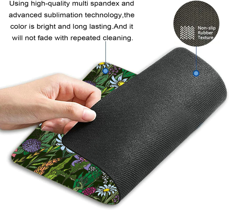 Wild Flowers Mouse Pad Green Mousepad Botanical Office Decor for Women Desk Accessories Floral Summer Mousepad Gift for Coworker Boss 9.5"x7.9"x0.12" Inch Wild Flowers