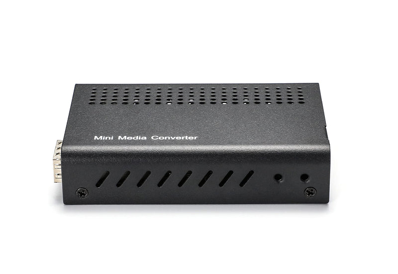 QSFPTEK Mini Unmanaged 2X 10/100/1000Base-T RJ45 to 1000Base-X SFP, Gigabit Ethernet to Fiber Media Converter, AC 100V~240V or DC 5~12V Optional 2RJ45 to SFP