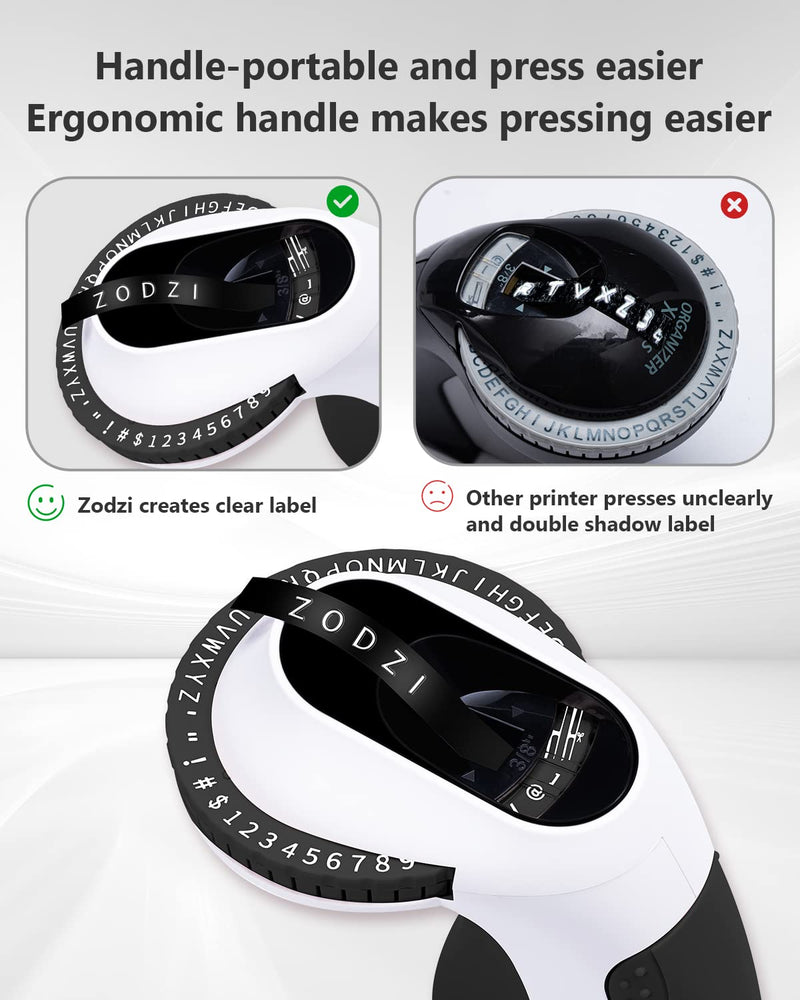 [AUSTRALIA] - Zodzi Embossing Label Maker Machine with Tapes, Embosser Handheld Label Machine, Vintage Label Maker Embossed Labeler with 3 Rolls Emboss Tapes for Home DIY Crafting - Black 
