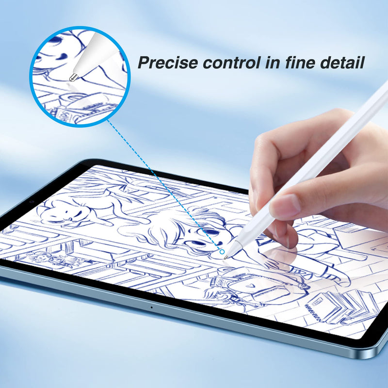 Ailun 3 Pack Apple Pencil Tips Replacement, Compatible with Apple Pencil 1st Gen and 2nd Gen, Penlike Metal Wear-Resistant Pen Needle Tip, Fine Point Precise Control White