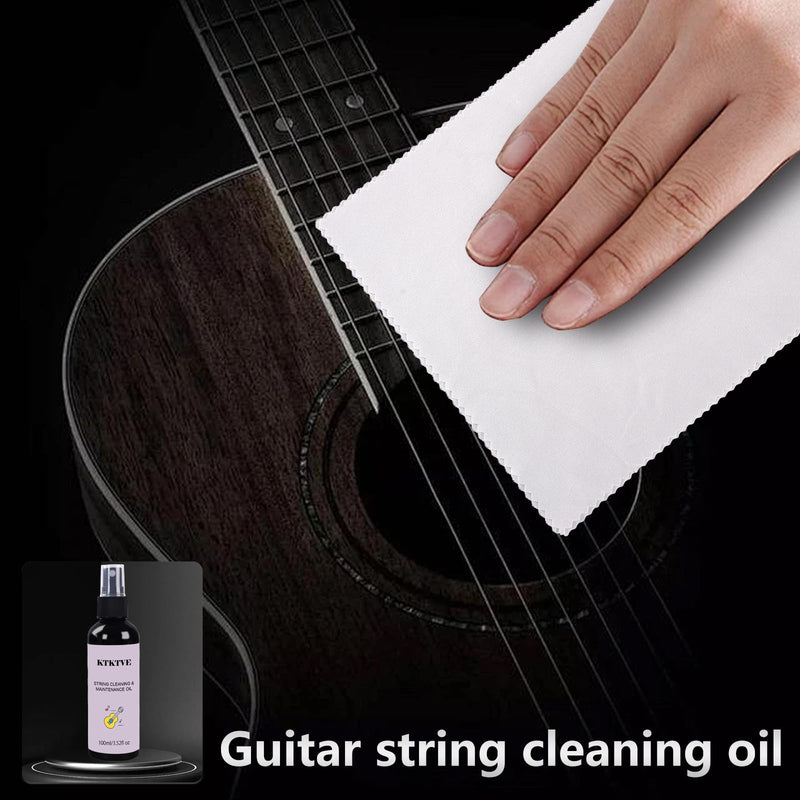 Guitar Cleaning Kit- Complete Guitar Care Kit 8 Pack with Guitar Cleaner, Lemon Oil for Guitar Fretboard, Polish Wax, String Cleaner, Winder, Soft Brush and Microfiber Cloth