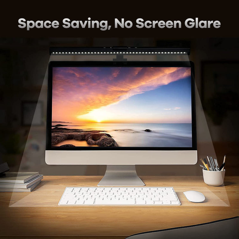 HIOUME Monitor Light Bar, USB Powered LED Computer Light for Desk/Office/Home, 3 Adjustable Color Temperature, 10 Dimming Brightness Levels, No Screen Glare, Black