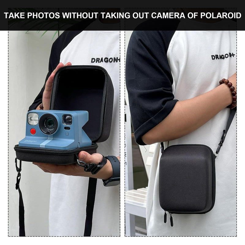 [AUSTRALIA] - WOGOZAN Camera Case Kit for Polaroid Now 2nd/3rd, Now+ Gen 2/3rd, I-Type, OneStep, FILP, Instant Camera, Protective Case with Lens Cap and Lens Cover Sticker, 28 Photo Album (Black) (No Camera) Black 