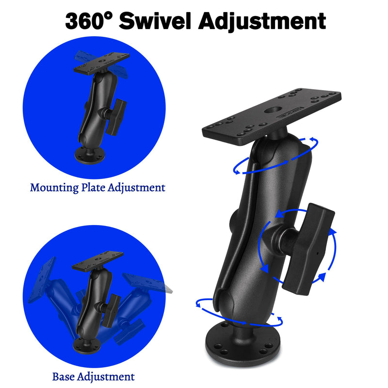 Aluminum 1.5" Ball Helix 5/7 Fish Finder Mount,C Size Universal Marine Electronics Mount,Helix 7 Mounting Bracket for Kayak/Boat Helix 7 mount