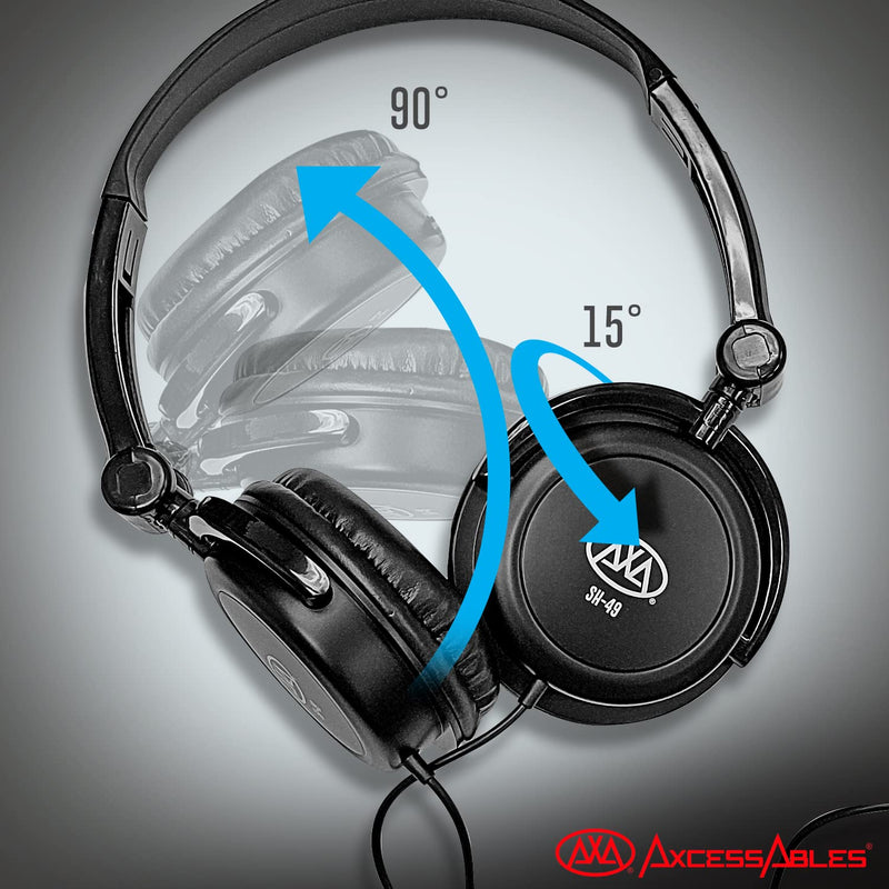 AxcessAbles On-Ear Closed-Back Studio Headphones | DJ Headphones with 6ft Cable and 1/4-inch Jack Adapter | 38mm Neodymium Driver Swiveling Cups| Guitar Practice Headphones | Recording Headphones 1 Recording Headphones