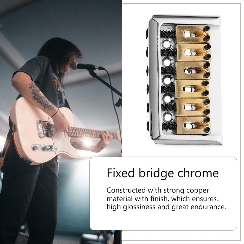 [AUSTRALIA] - 6 String Hard-tail Fixed Bridge Set with Wrench and Screws for Electric Guitar Replacement Parts guitar bridge, bridge(Golden) 