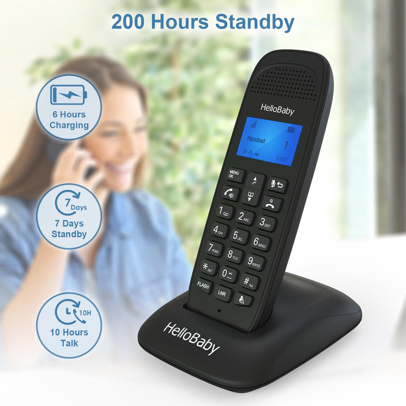 HelloBaby DECT 6.0 Cordless Phone with 2 Handsets, Advanced Call Block, Expandable Cordless Phone with Trilingual Caller ID/Call Waiting, Full-Duplex Handset Speakerphone, Reliable 1000ft Range HB1688-2
