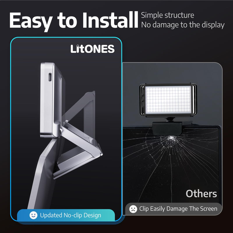 [AUSTRALIA] - 1Unit LitONES Zoom Lighting for Computer, 30 Light Modes, Portable Video Conference Lighting for Laptop, Ring Light for Desk, Zoom Call, Video Call, Video Conferencing, Remote Working Space Gray 1Unit 